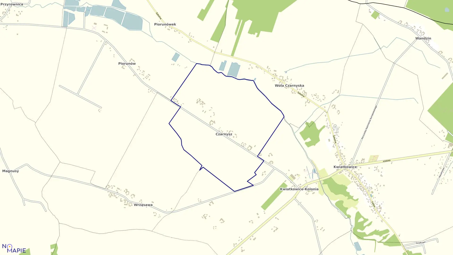 Mapa obrębu CZARNYSZ w gminie Wodzierady