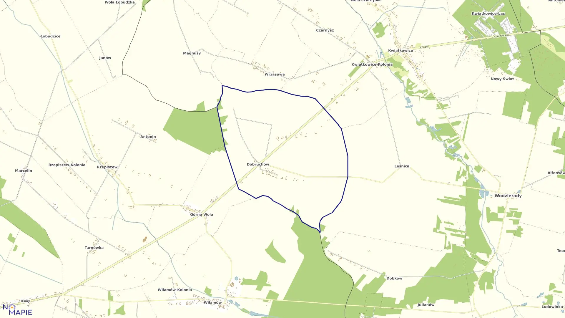 Mapa obrębu DOBRUCHÓW w gminie Wodzierady