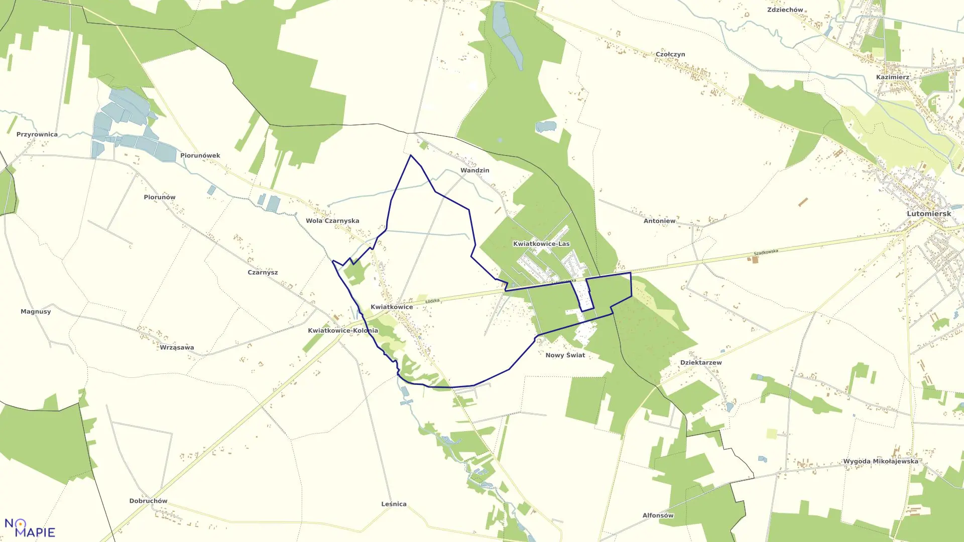 Mapa obrębu KWIATKOWICE w gminie Wodzierady